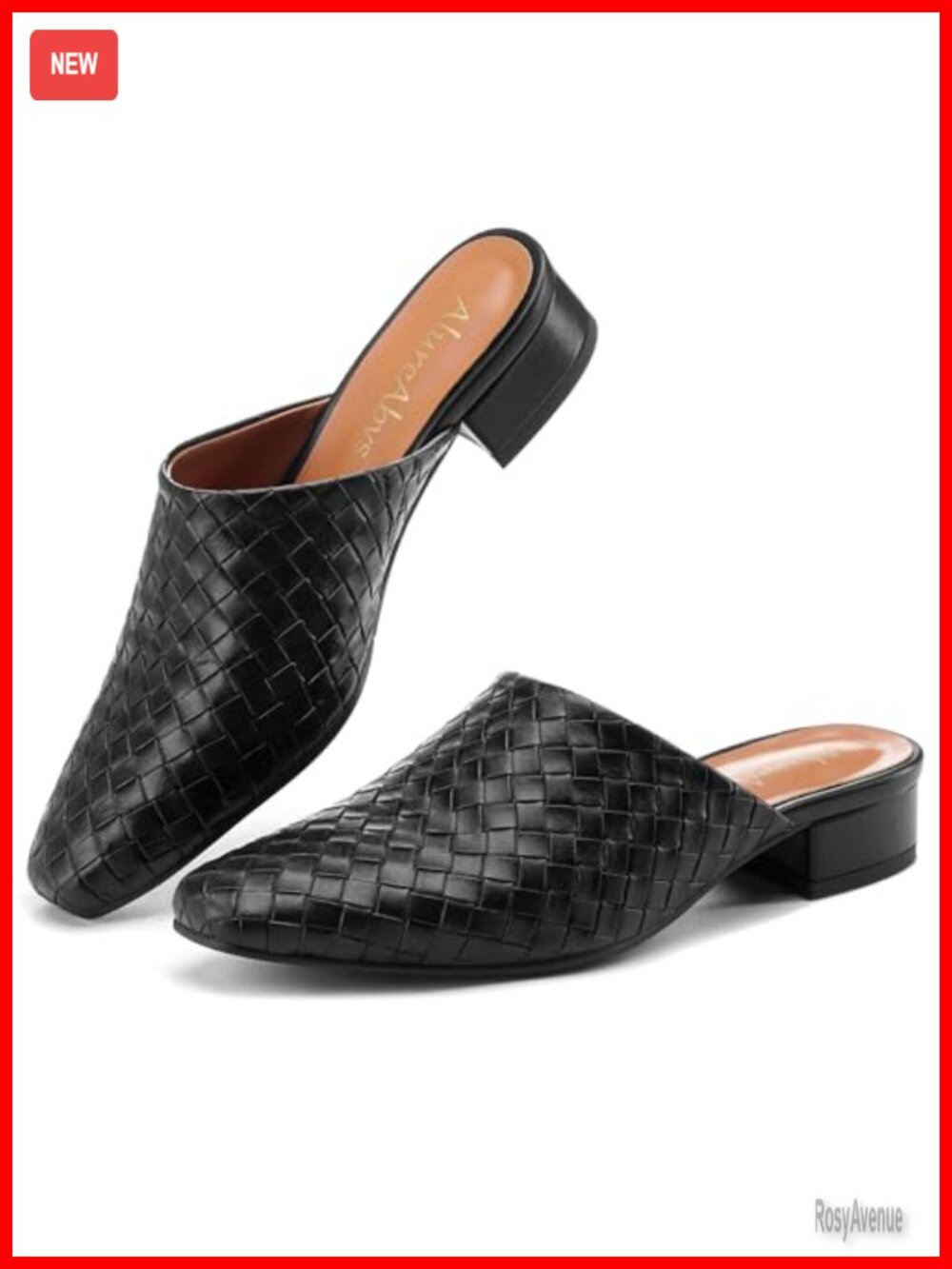 Woven Mule Shoes Closed Toe Slip On Low Block Heel Dress Mules